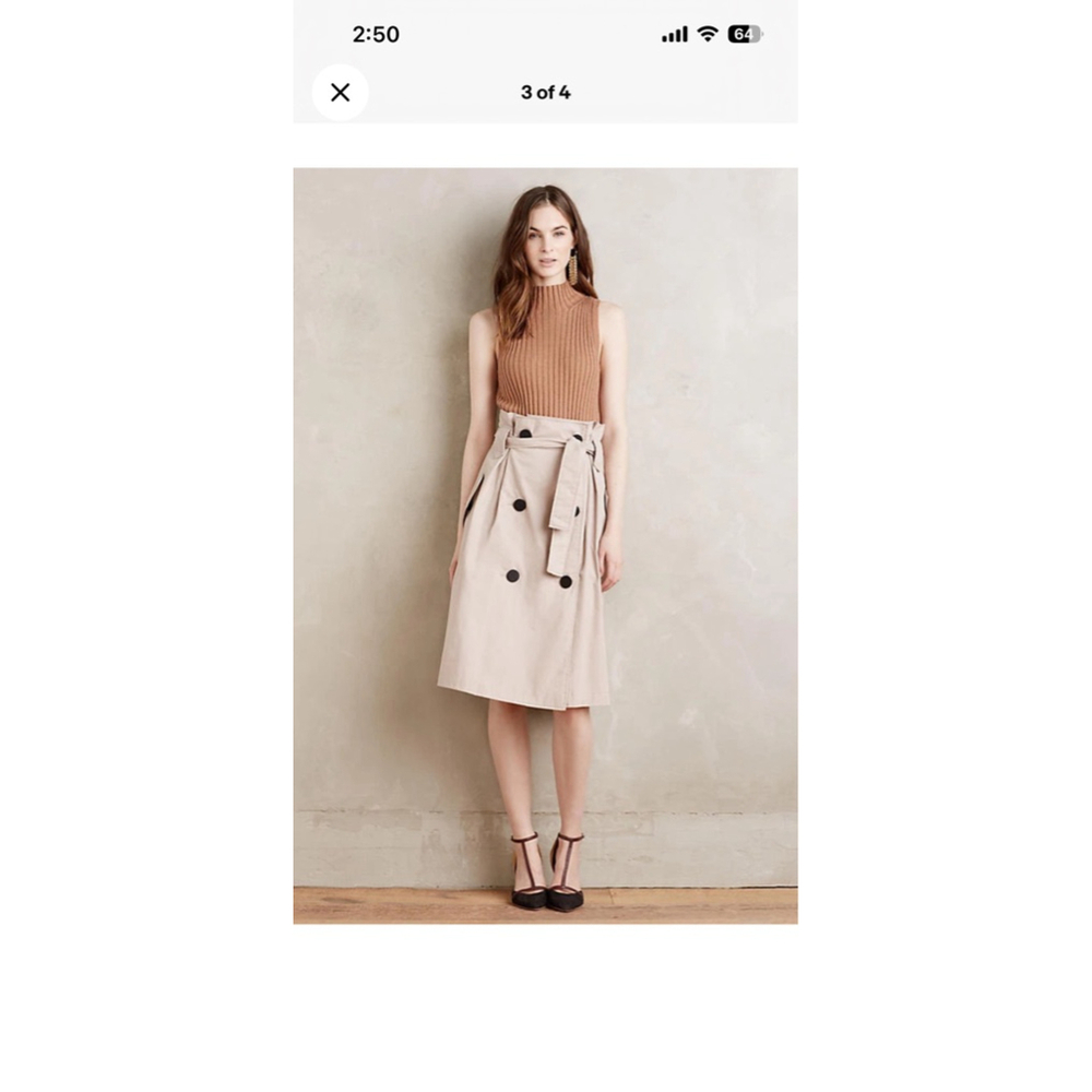 Wool Blend Brown Ribbed Mock Neck Sleeveless Knit Top S Anthropologie Moth - Picture 4 of 9